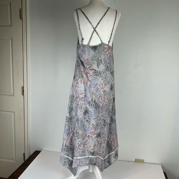 Cynthia Rowley Women's Purple Floral Linen Blend Handkerchief Hem Midi Dress S - Picture 6 of 16